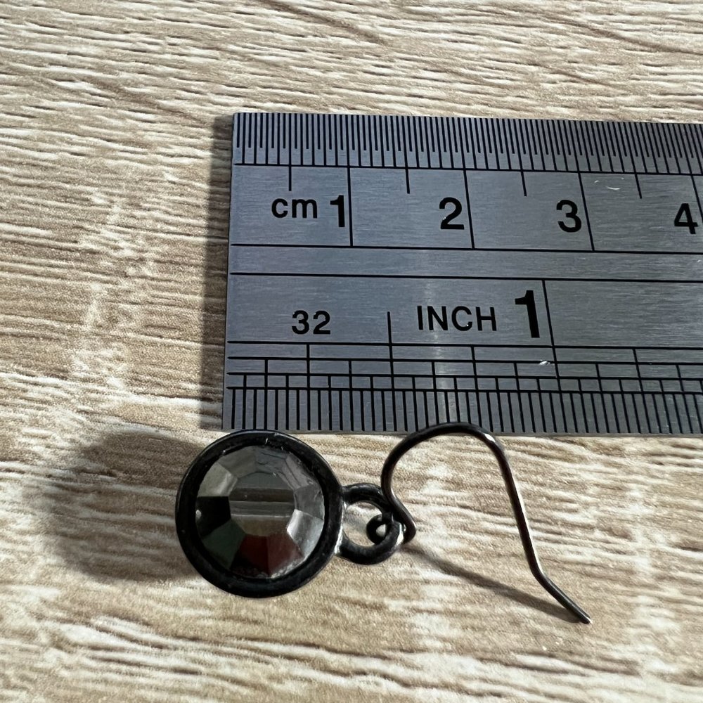 Gun metal bezel crystal dangle earrings